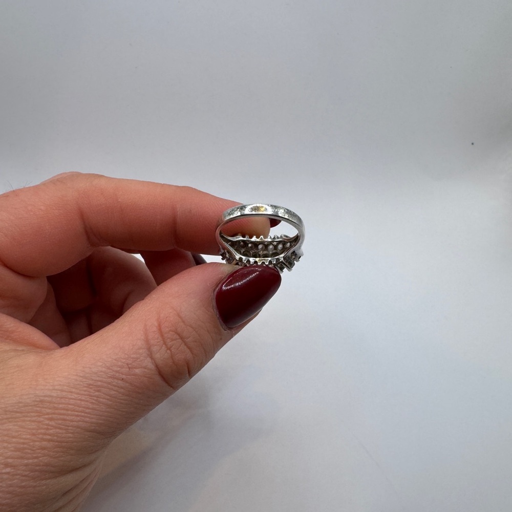 Sterling Silver Sapphire & CZ Statement Ring – Size 7 - Picture 11 of 11